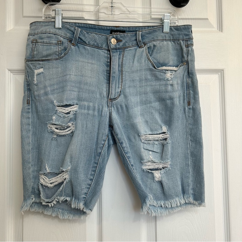bebe Denim Heartbreaker Bermuda Shorts